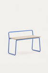 VERA ASH VENEER BENCH WITH A BLUE METAL STRUCTURE
