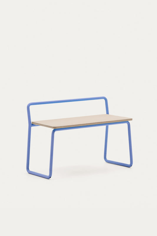 VERA ASH VENEER BENCH WITH A BLUE METAL STRUCTURE