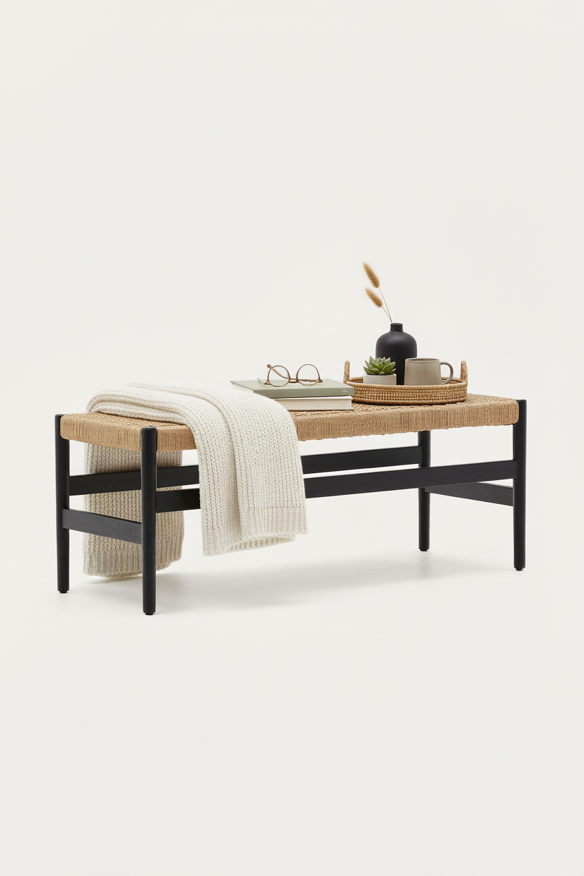 BELLA BLACK OAK WOOD BENCH