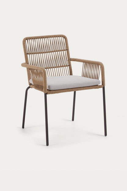 HANNAH STACKABLE CHAIR MADE FROM BEIGE CORD AND GALVANISED STEEL LEGS