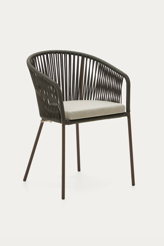 ARIANA GREEN ROPE CHAIR WITH GALVANISED STEEL LEGS