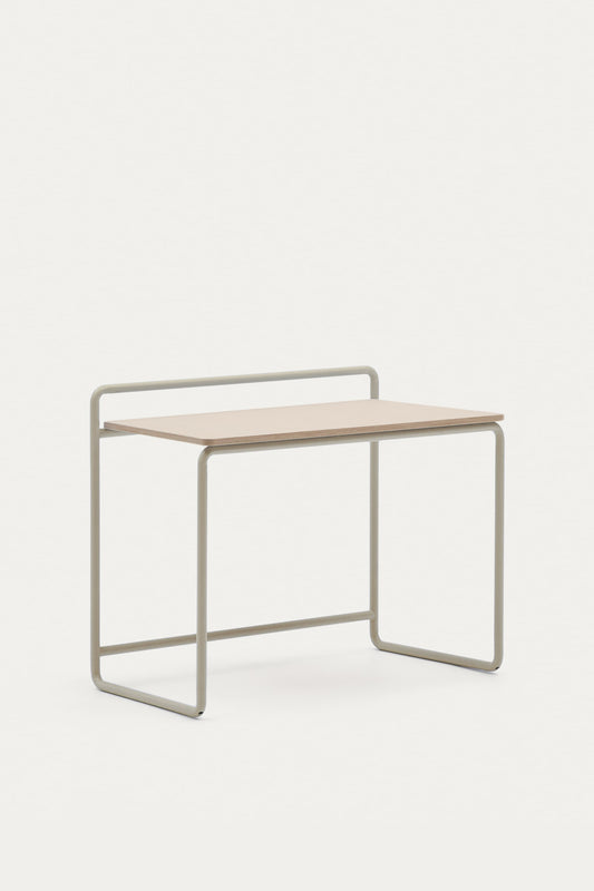 VERA ASH VENEER DESK WITH A BEIGE METAL STRUCTURE