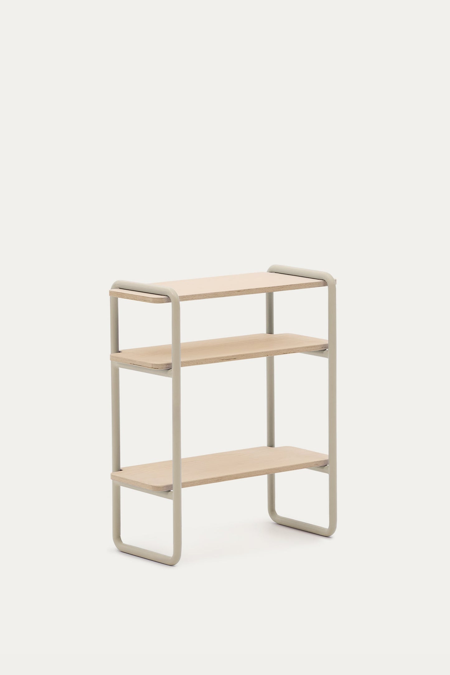 VERA ASH VENEER SHELF WITH A BEIGE METAL STRUCTURE