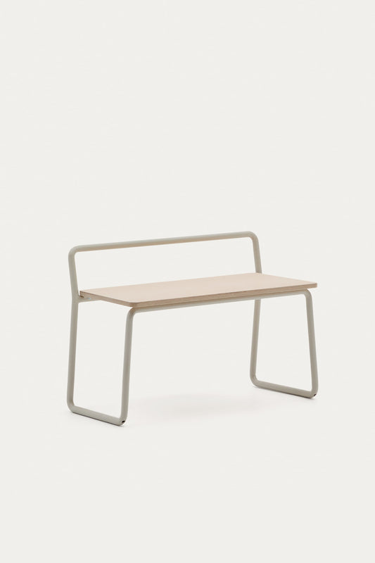 VERA ASH VENEER BENCH WITH A BEIGE METAL STRUCTURE