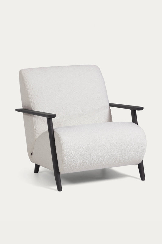 ALICICA ARMCHAIR IN WHITE BOUCLE AND BLACK FINISH