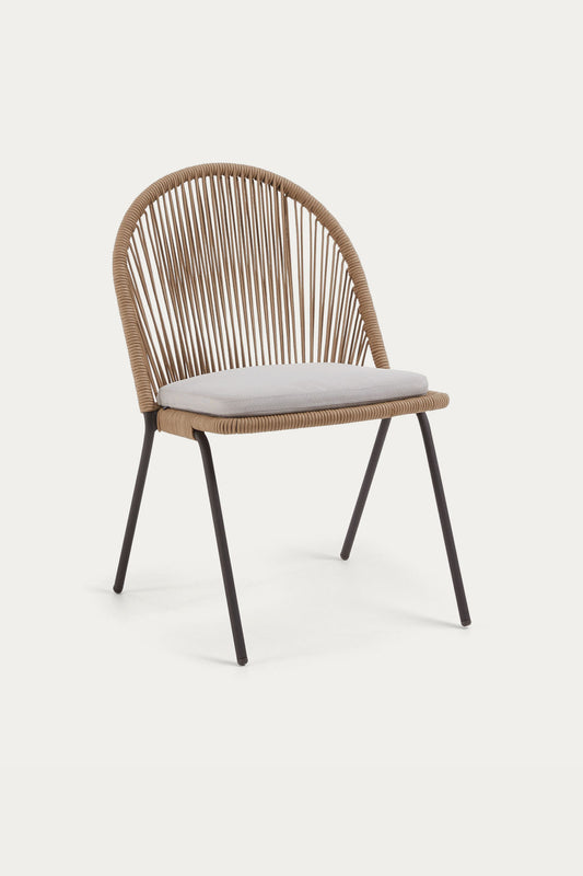 ANYA STACKABLE CHAIR IN BEIGE CORD AND GALVANISED STEEL LEGS