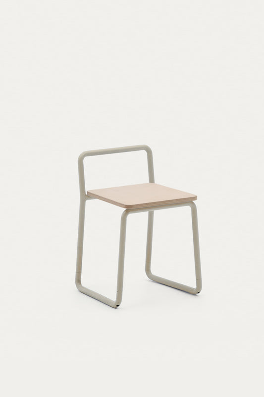 VERA ASH VENEER CHAIR WITH A BEIGE METAL STRUCTURE