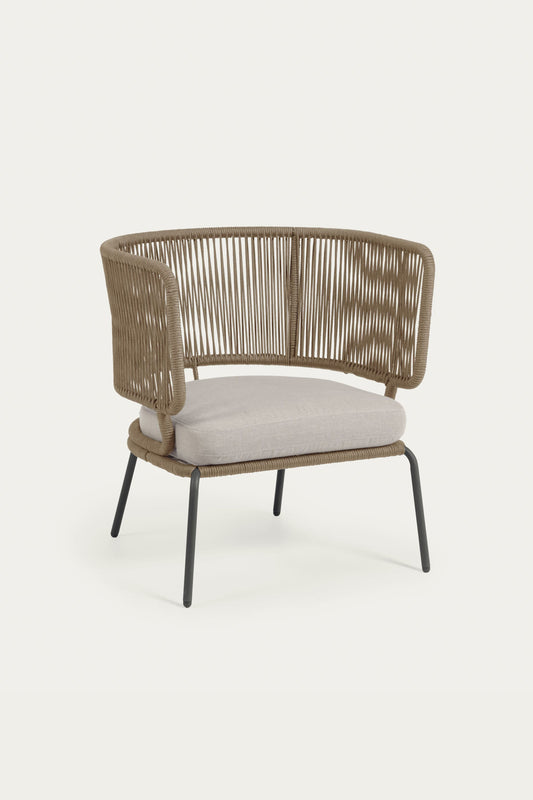 ELIZA ARMCHAIR IN BEIGE CORD WITH GALVANISED STEEL LEGS