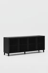 KIRA 4-DOOR SIDEBOARD IN BLACK SOLID OAK WOOD AND OAK VENEER