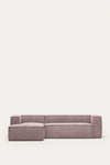 LILY 4 SEATER SOFA WITH LEFT-HAND CHAISE LONGUE IN PINK