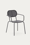 GAIA STACKABLE OUTDOOR CHAIR WITH ARMRESTS IN DARK GREY GALVANISED STEEL