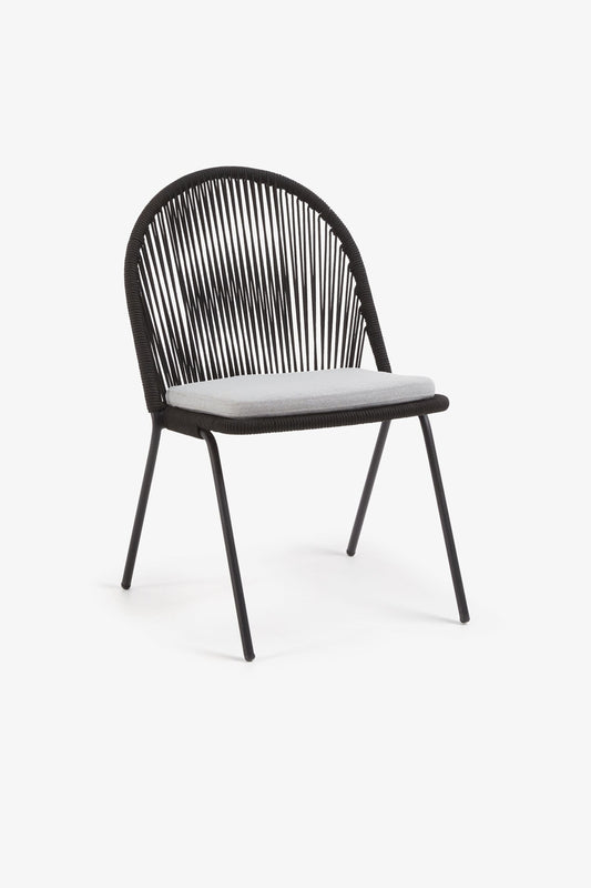 ANYA STACKABLE CHAIR IN BLACK CORD AND GALVANISED STEEL LEGS