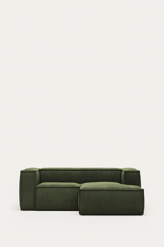 LILY 2 SEATER SOFA WITH RIGHT-HAND CHAISE LONGUE IN GREEN