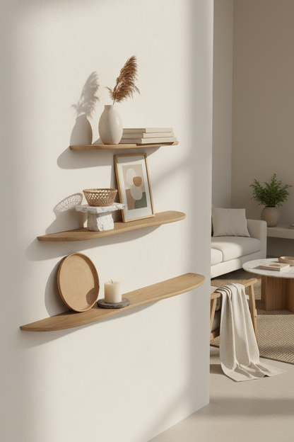 LIGHT BEIGE OAK WOOD SHELF