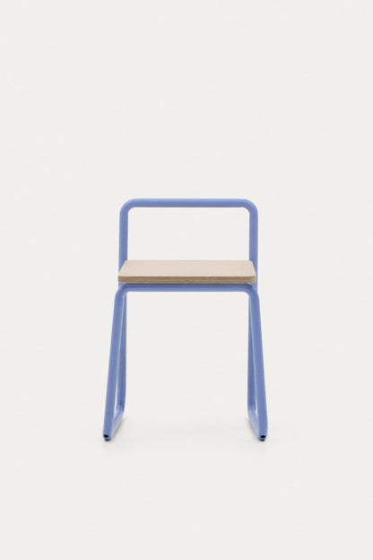 VERA ASH VENEER CHAIR WITH A BLUE METAL STRUCTURE