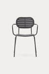 GAIA STACKABLE OUTDOOR CHAIR WITH ARMRESTS IN DARK GREY GALVANISED STEEL