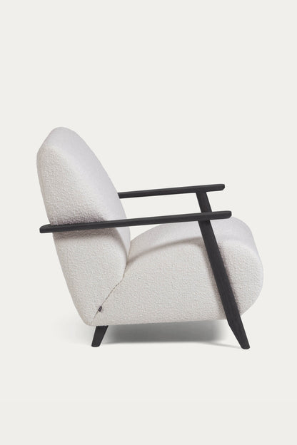 ALICICA ARMCHAIR IN WHITE BOUCLE AND BLACK FINISH