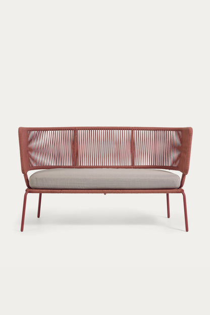 ELIZA 2 SEATER SOFA IN RED CORD WITH GALVANISED STEEL LEGS