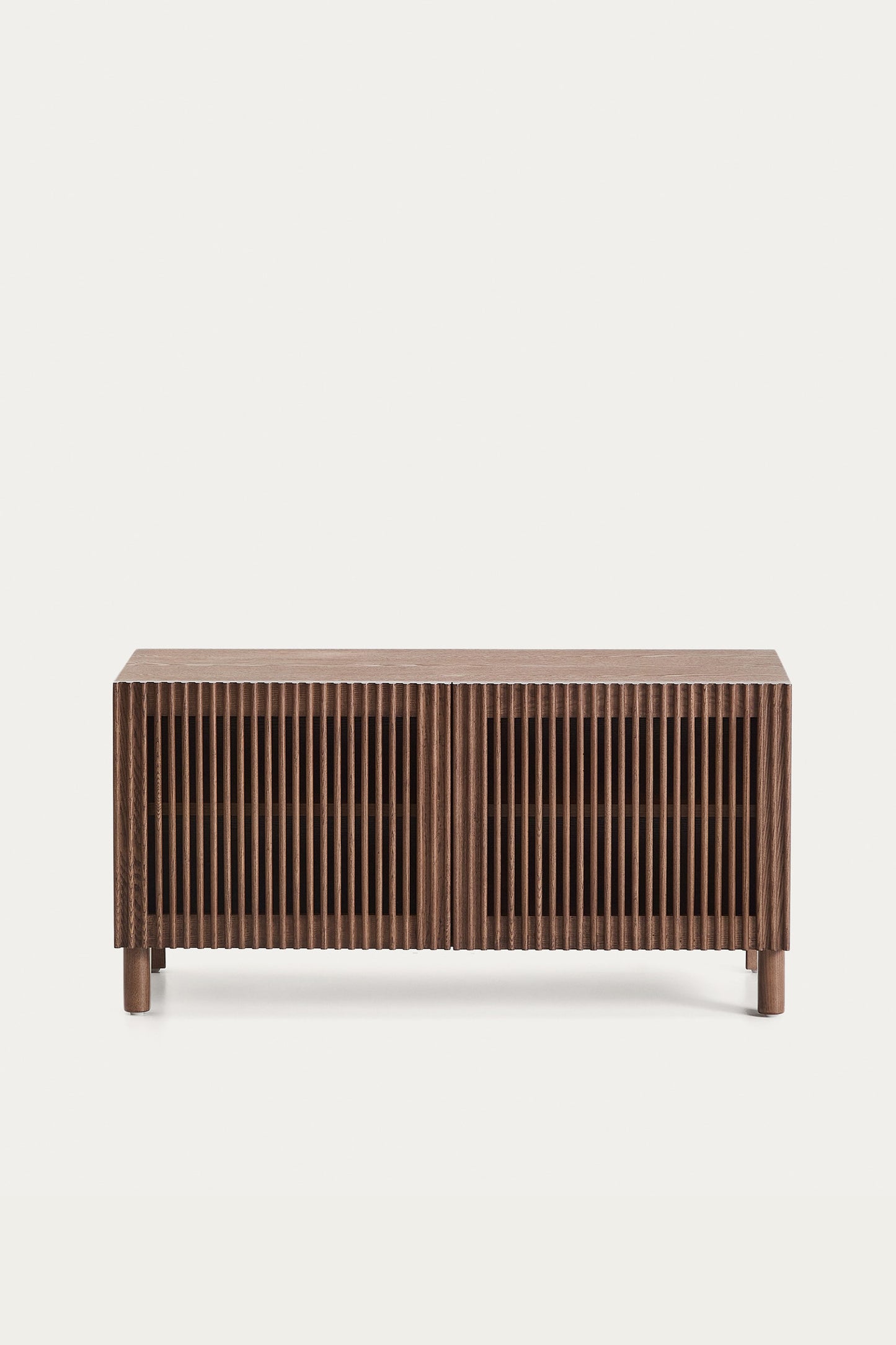KIRA SHOE RACK IN OAK VENEER AND SOLID OAK WOOD WITH WALNUT FINISH