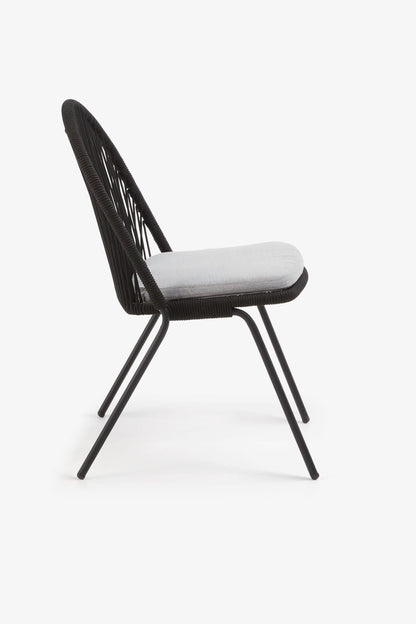ANYA STACKABLE CHAIR IN BLACK CORD AND GALVANISED STEEL LEGS