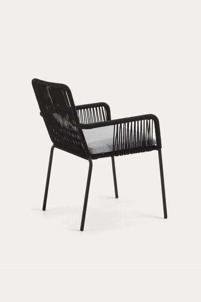 HANNAH STACKABLE CHAIR MADE FROM BLACK CORD AND GALVANISED STEEL LEGS