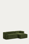 LILY 3 SEATER SOFA WITH RIGHT-HAND CHAISE LONGUE IN GREEN