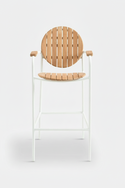 NYLA ALUMINUM AND TEAK STOOL