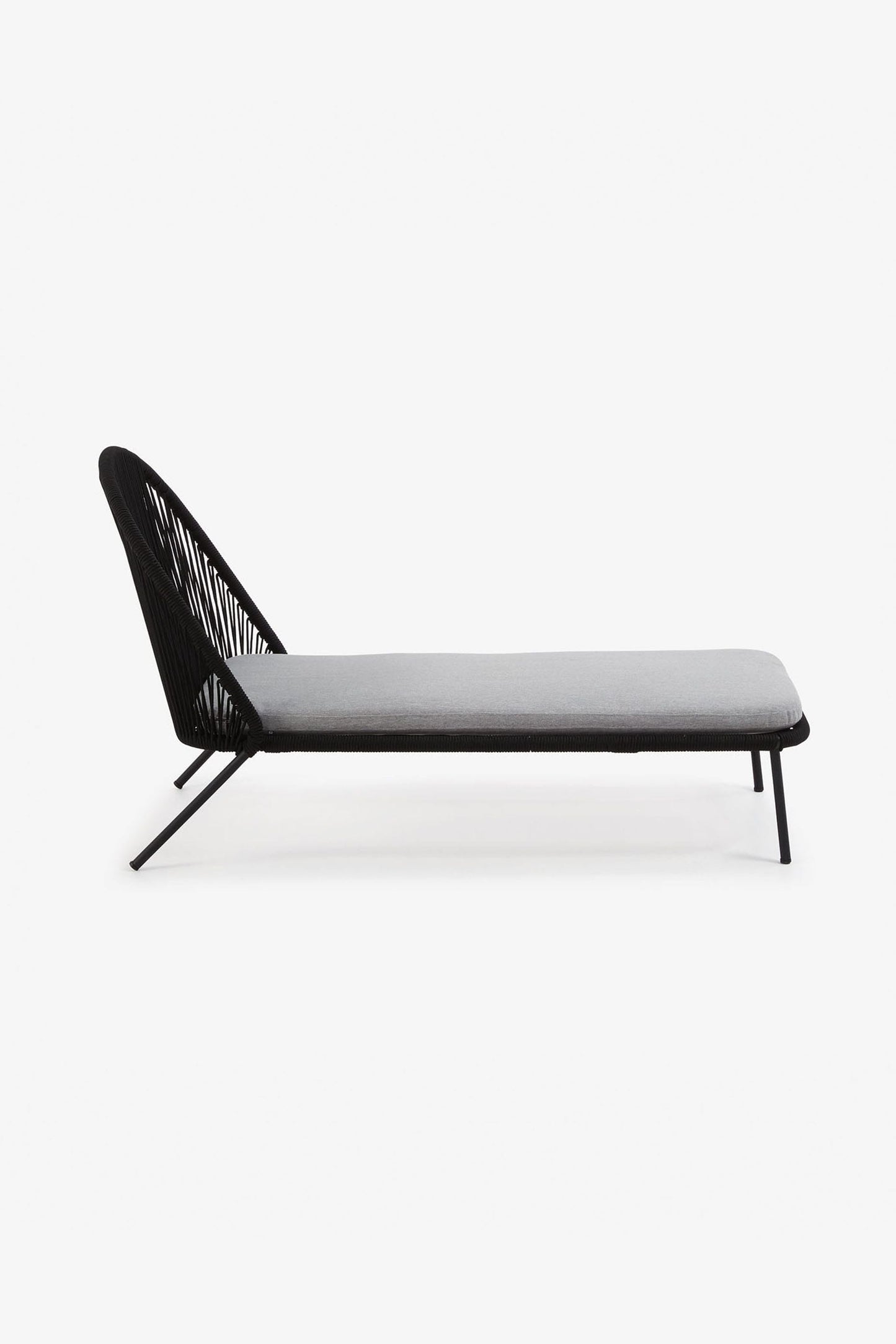 ANYA LOUNGER IN BLACK CORD AND GALVANISED STEEL LEGS