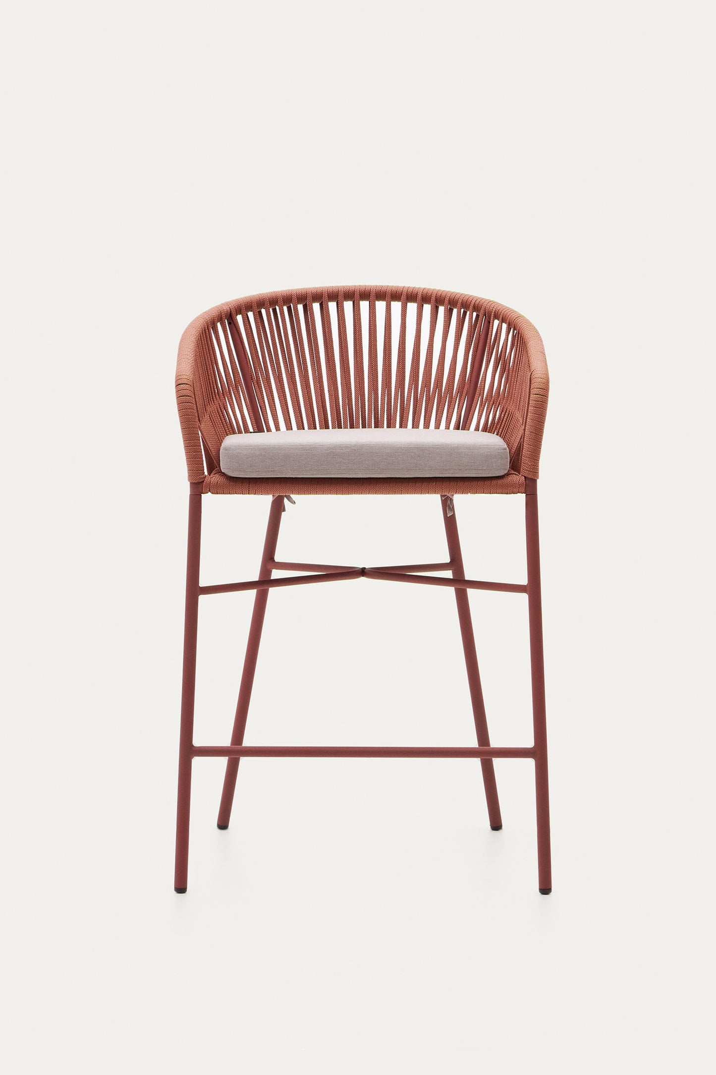 ARIANA RED ROPE STOOL WITH GALVANISED STEEL LEGS