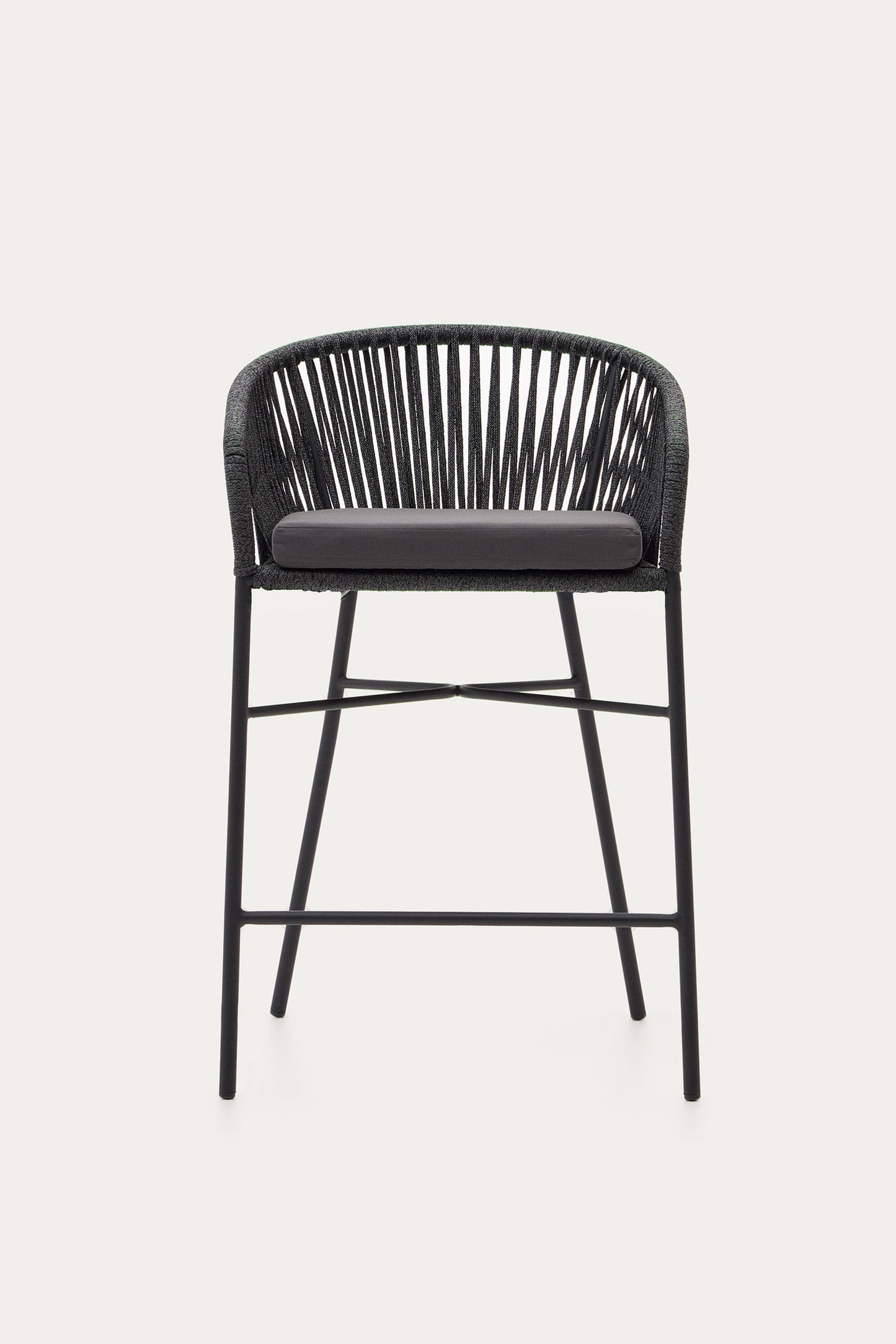 ARIANA BLACK ROPE STOOL WITH GALVANISED STEEL LEGS
