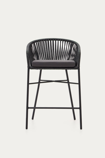 ARIANA BLACK ROPE STOOL WITH GALVANISED STEEL LEGS