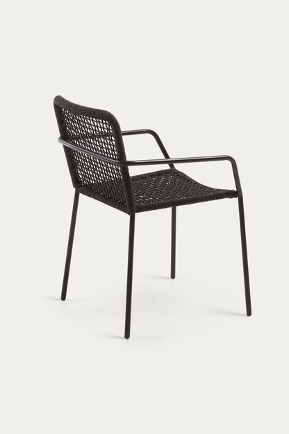 STELLA STACKABLE CHAIR IN BLACK CORD WITH GALVANISED STEEL