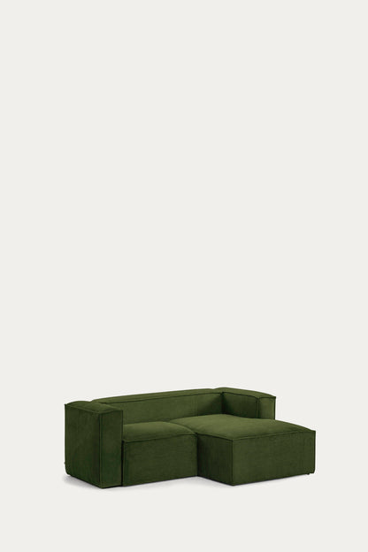 LILY 2 SEATER SOFA WITH RIGHT-HAND CHAISE LONGUE IN GREEN