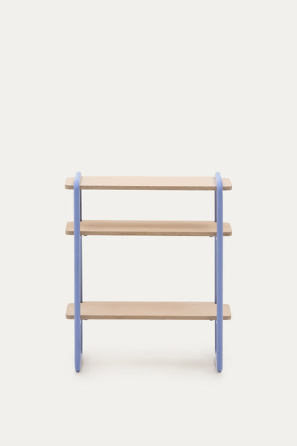 VERA ASH VENEER SHELF WITH A BLUE METAL STRUCTURE