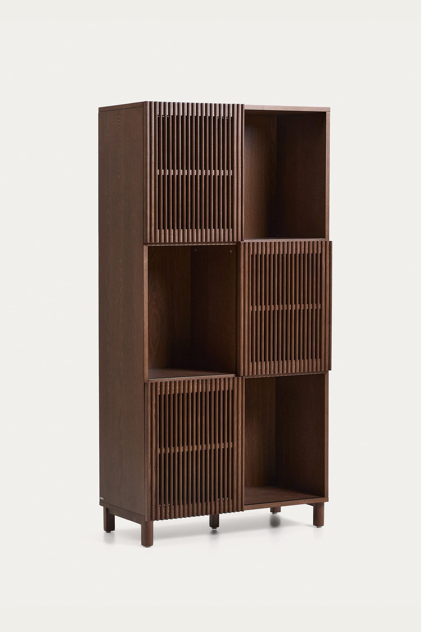 KIRA SHELF UNIT IN OAK VENEER AND SOLID OAK WOOD WITH WALNUT FINISH