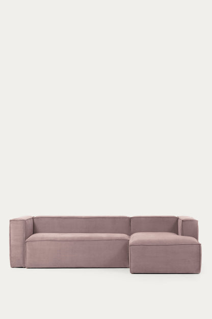 LILY 4 SEATER SOFA WITH RIGHT-HAND CHAISE LONGUE IN PINK