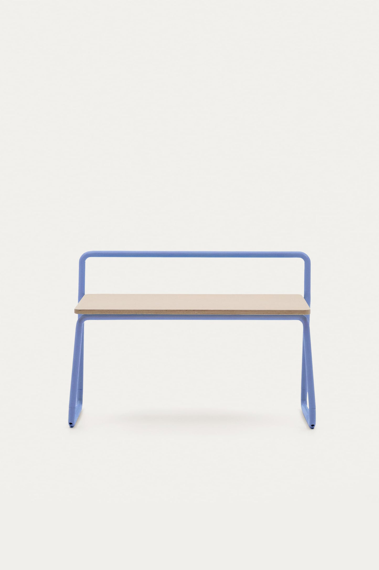 VERA ASH VENEER BENCH WITH A BLUE METAL STRUCTURE