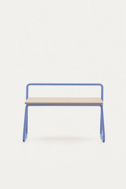 VERA ASH VENEER BENCH WITH A BLUE METAL STRUCTURE