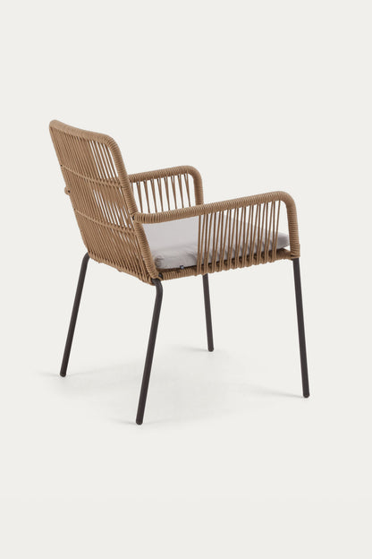 HANNAH STACKABLE CHAIR MADE FROM BEIGE CORD AND GALVANISED STEEL LEGS