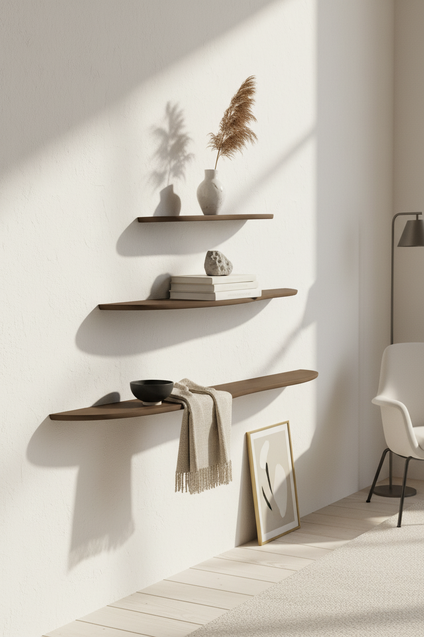 DARK BROWN OAK WOOD SHELF