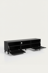 KIRA 2-DOOR TV STAND IN BLACK SOLID OAK WOOD AND OAK VENEER
