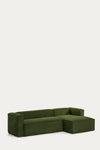 LILY 4 SEATER SOFA WITH RIGHT-HAND CHAISE LONGUE IN GREEN