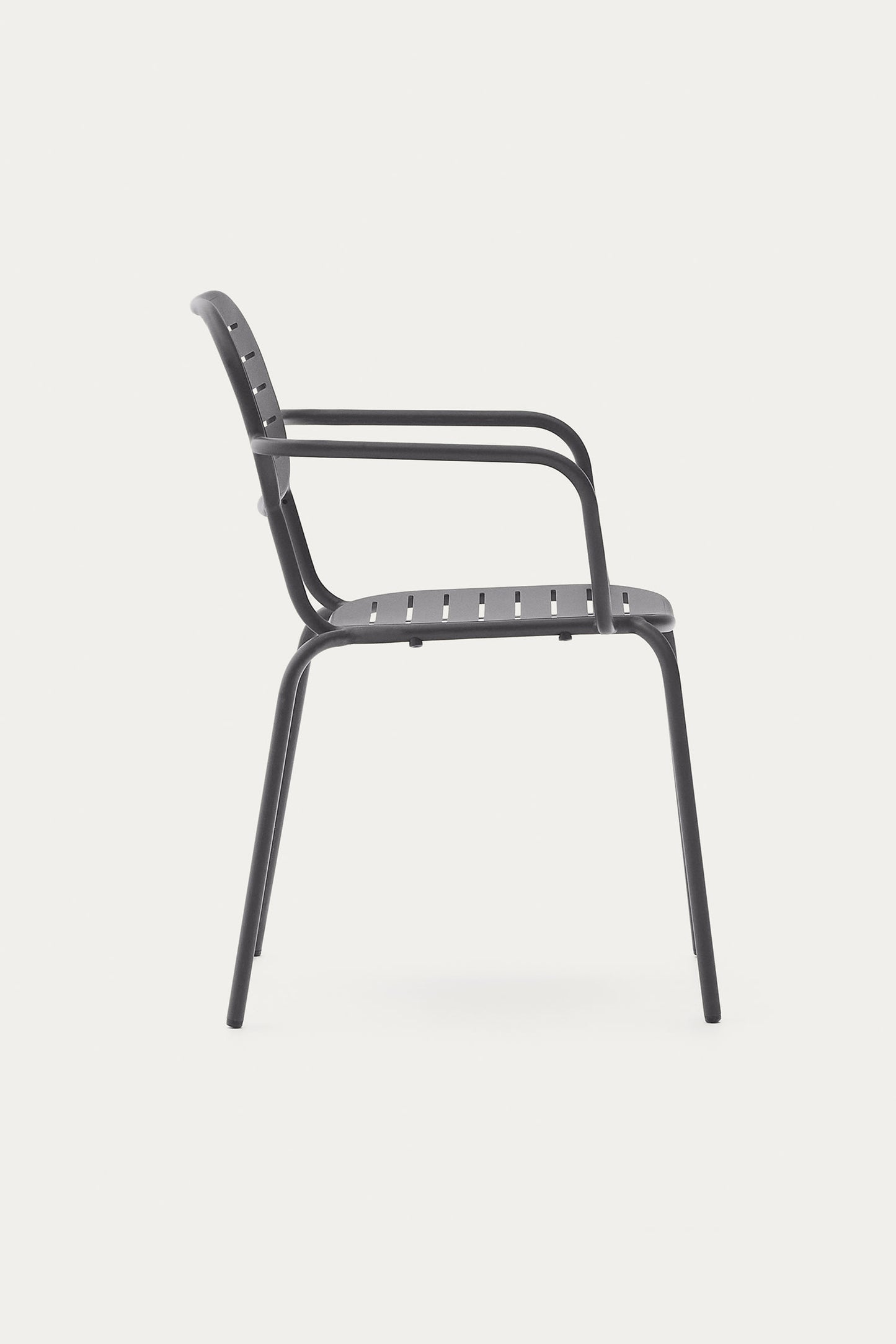 GAIA STACKABLE OUTDOOR CHAIR WITH ARMRESTS IN DARK GREY GALVANISED STEEL