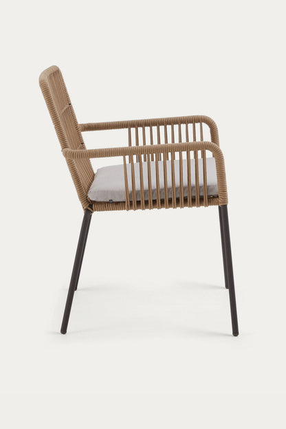 HANNAH STACKABLE CHAIR MADE FROM BEIGE CORD AND GALVANISED STEEL LEGS