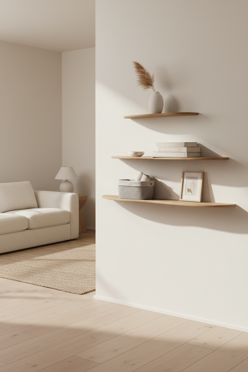 LIGHT BEIGE OAK WOOD SHELF