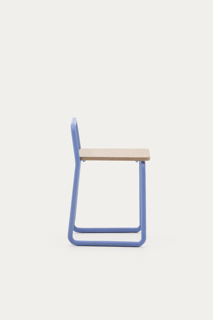 VERA ASH VENEER CHAIR WITH A BLUE METAL STRUCTURE