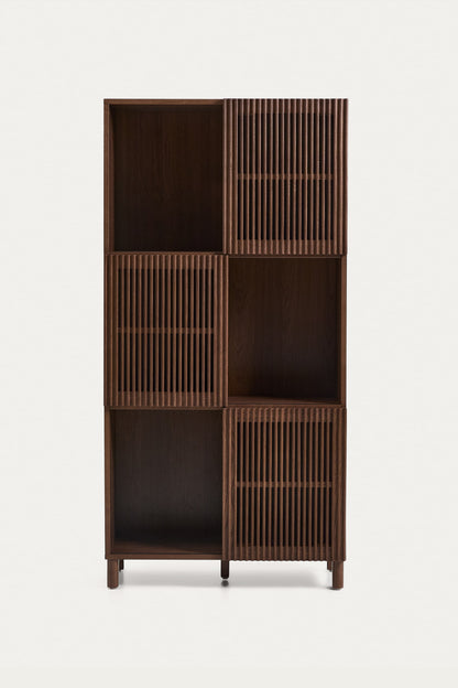KIRA SHELF UNIT IN OAK VENEER AND SOLID OAK WOOD WITH WALNUT FINISH