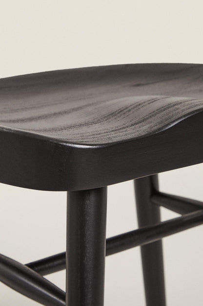 Black OAK WOOD Wave Stool