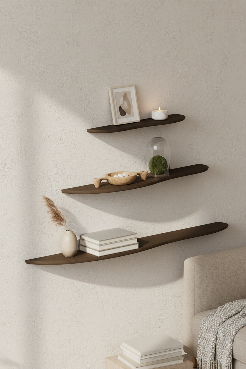 DARK BROWN OAK WOOD SHELF