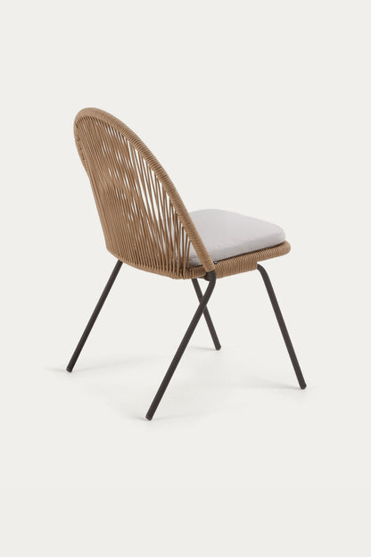 ANYA STACKABLE CHAIR IN BEIGE CORD AND GALVANISED STEEL LEGS
